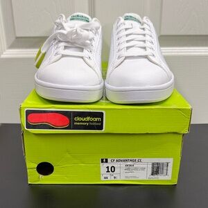 Adidas Cloudfoam White and Green Sneakers